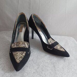 Simply Vera Wang Faux Snakeskin Black Stiletto Pointed Toe High Heel Shoes